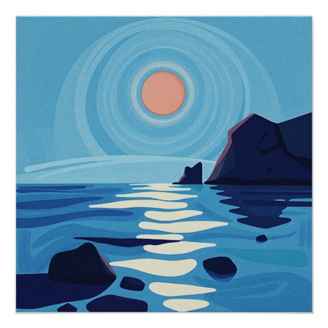 Abstrakte Seascape Art Poster (Vorderseite)