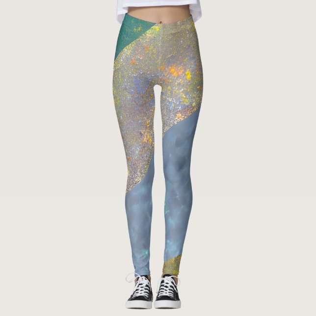 Abstrakte Seascape Fractured Waves 16 Leggings (Vorderseite)