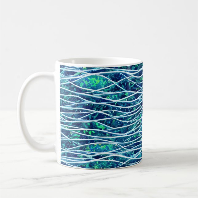Abstrakte Seascape Fractured Waves 19 Kaffeetasse (Links)