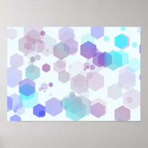Abstrakte Sechseck-Kunst - Lila- und Blautöne Poster