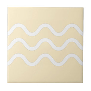 Abstrakte Seewellen Beige und Weiß Fliese