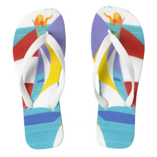 Abstrakte Segelboote in verschiedenen Vintage-Farb Flip Flops