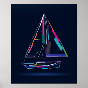Abstrakte Segelyacht Poster