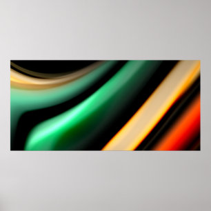 Abstrakte Seide glatte Linien auf schwarzen, mehrf Poster