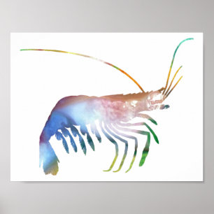 Abstrakte Shrimp-Silhouette Poster