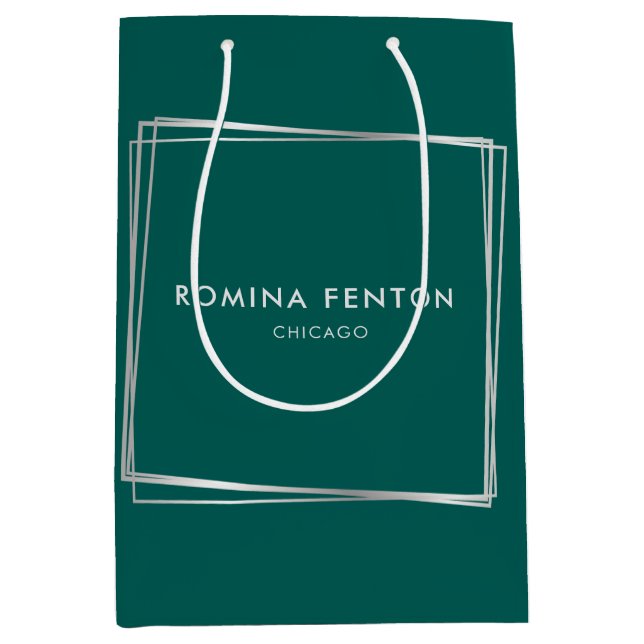 Abstrakte Silberrahmen Moderne Berufliche Mittlere Geschenktüte (Vorderseite)