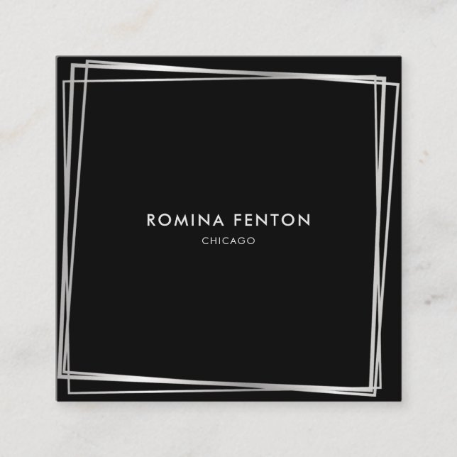 Abstrakte Silberrahmen Moderne Berufliche Quadratische Visitenkarte (Vorderseite)