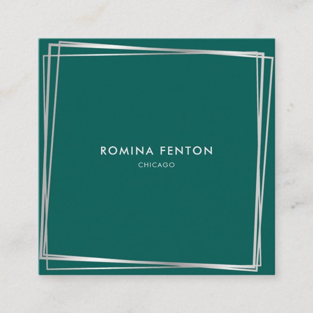 Abstrakte Silberrahmen Moderne Berufliche Quadratische Visitenkarte (Vorderseite)
