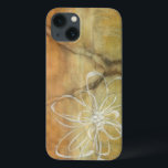 Abstrakte Silhouette auf dem Hintergrund des Tans iPhone 13 Hülle<br><div class="desc">Der Hintergrund dieses Gemäldes von Jennifer Goldberger sieht aus wie ein Tisch mit einem gekalkten Riss darin. Es gibt auch eine abstrakte Silhouette einer Blume,  die in weißer Farbe gemacht wurde,  nur knapp über dem braunen Hintergrund.</div>
