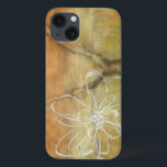 Abstrakte Silhouette auf dem Hintergrund des Tans iPhone 13 Hülle<br><div class="desc">Der Hintergrund dieses Gemäldes von Jennifer Goldberger sieht aus wie ein Tisch mit einem gekalkten Riss darin. Es gibt auch eine abstrakte Silhouette einer Blume,  die in weißer Farbe gemacht wurde,  nur knapp über dem braunen Hintergrund.</div>