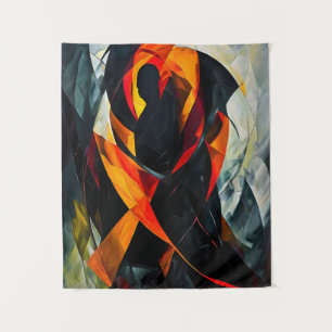 Abstrakte Silhouette in fiery Red and Black Art Wandteppich