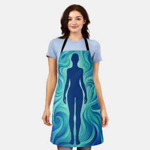 Abstrakte Silhouette Ozean Blau Schürze