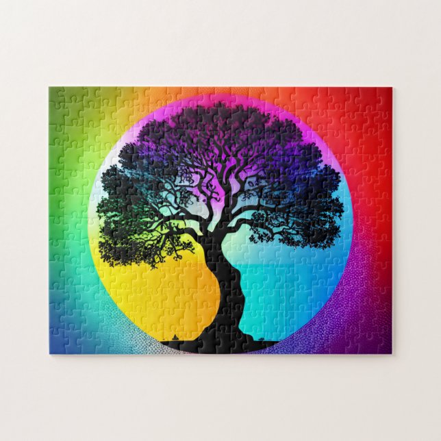 Abstrakte Silhouette Rainbow-Krawatte Die Puzzle (Horizontal)