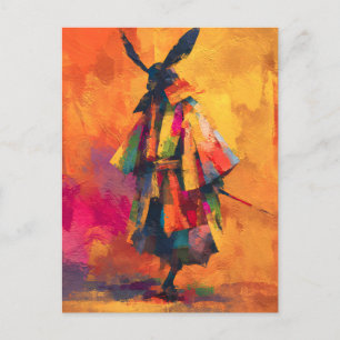 Abstrakte Silhouette Samurai Warrior Ankündigungspostkarte