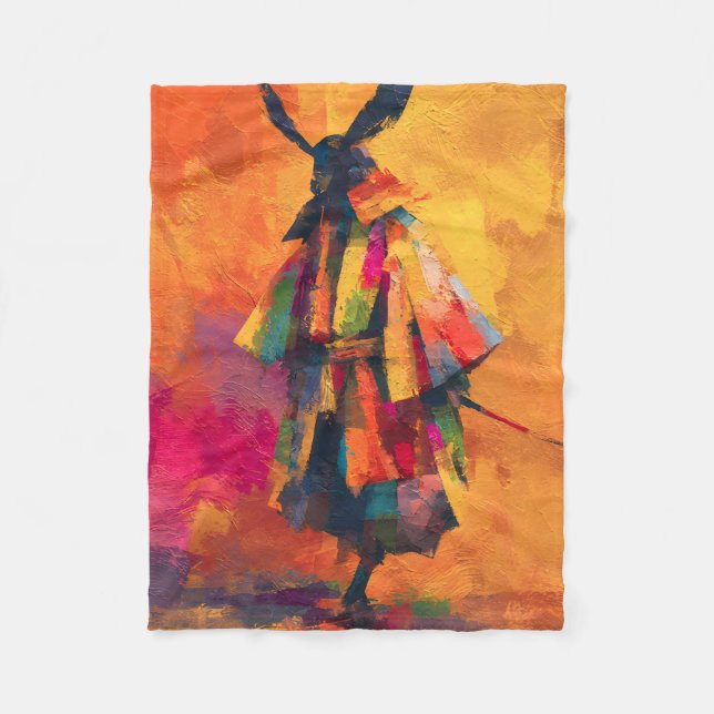 Abstrakte Silhouette Samurai Warrior Fleecedecke (Vorderseite)