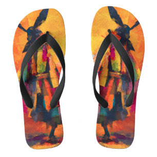 Abstrakte Silhouette Samurai Warrior Flip Flops