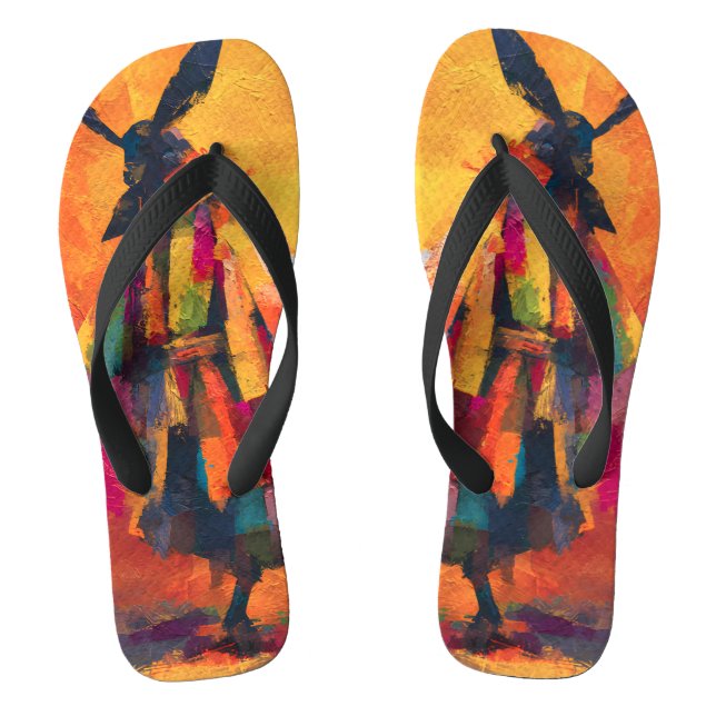 Abstrakte Silhouette Samurai Warrior Flip Flops (Fußbett)