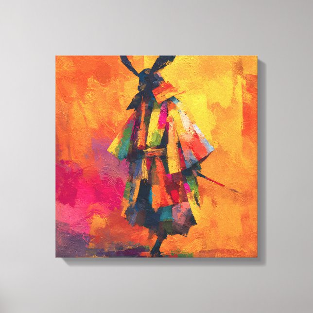 Abstrakte Silhouette Samurai Warrior Leinwanddruck (Vorderseite)