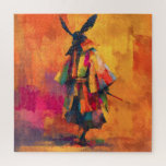 Abstrakte Silhouette Samurai Warrior Puzzle<br><div class="desc">Tradition und Moderne einer eindrucksvollen Silhouette eines Samurai-Kriegers inmitten lebendiger Farben und abstrakter Energie.</div>