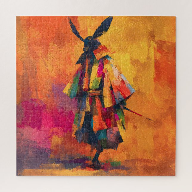Abstrakte Silhouette Samurai Warrior Puzzle (Vertikal)