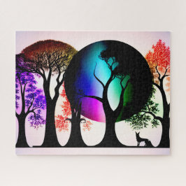 Abstrakte Silhouetten mit Farbabstrichen Puzzle
