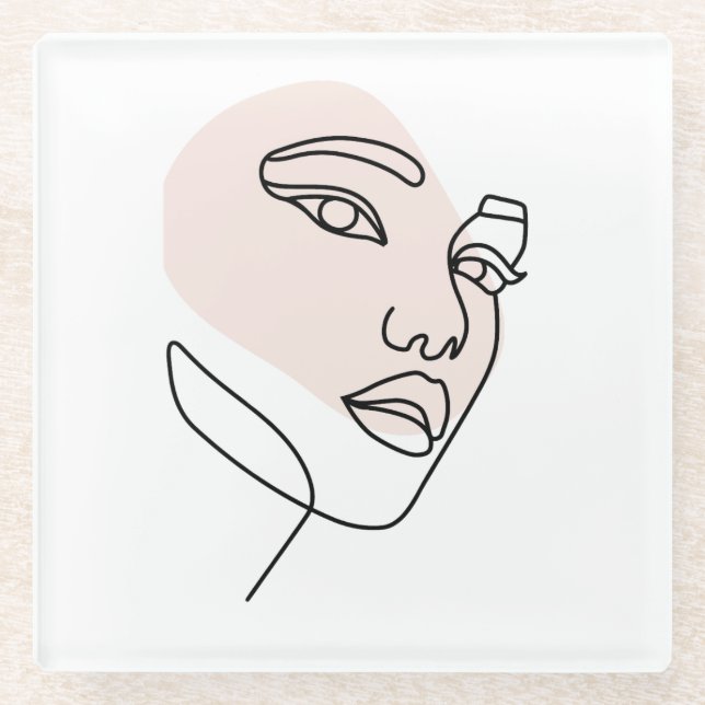 Abstrakte  Single-Linie-Kunst Glasuntersetzer (Vorderseite)