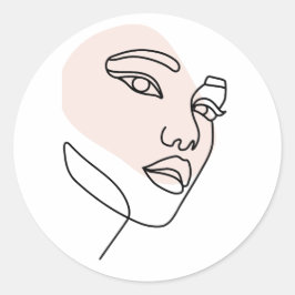 Abstrakte Single-Linie-Kunst Runder Aufkleber