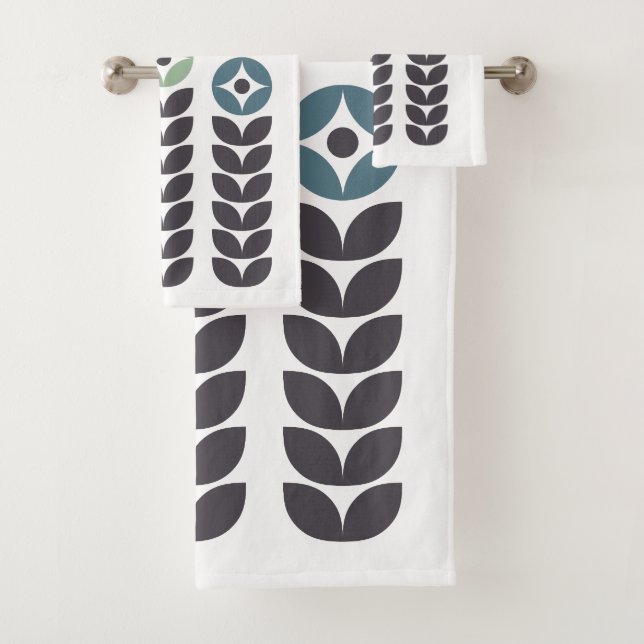 Abstrakte skandinavische Blume Badhandtuch Set (Insitu)