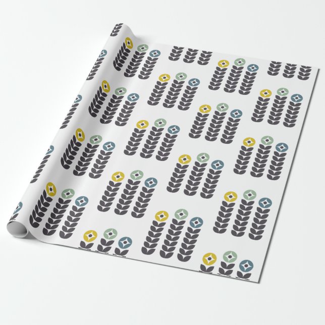 Abstrakte skandinavische Blume Geschenkpapier (Ungerollt)