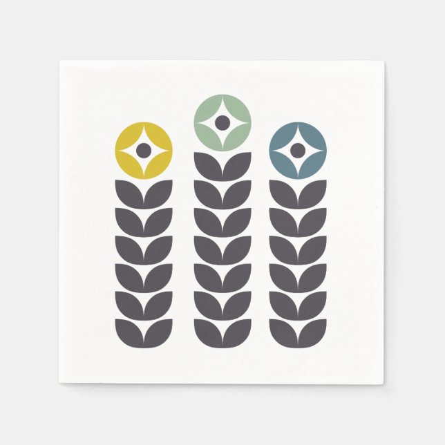 Abstrakte skandinavische Blume Serviette (Vorderseite)