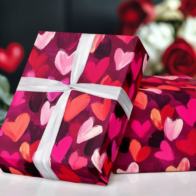 Abstrakte Skizze - farbenfrohe Herzen Geschenkpapier (Abstract Sketch Colorful Hearts Wrapping Paper)
