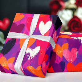 Abstrakte Skizze - farbenfrohe Herzen Geschenkpapier