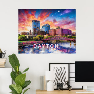 Abstrakte Skyline von Dayton, Ohio Poster