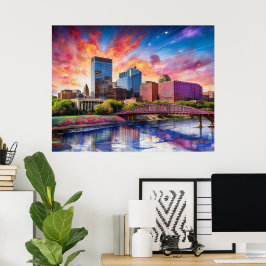 Abstrakte Skyline von Dayton, Ohio Poster