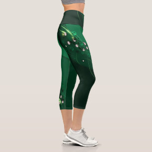 Abstrakte Smaragdgrün Layout und Goldverzierungen Capri Leggings