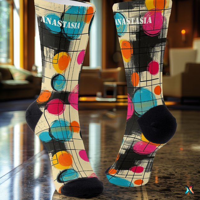 Abstrakte Socken mit farbenprächtiger Zirkularmatu (Von Creator hochgeladen)