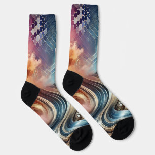 Abstrakte Socken mit kosmischem Swirn