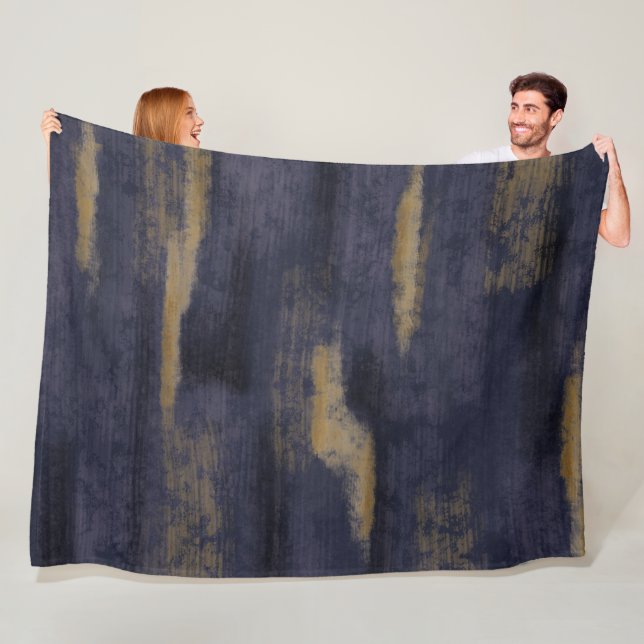 Abstrakte Soft Hues Deep Blue & Gold Fleecedecke (Beispiel)