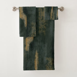 Abstrakte Soft Hues Deep Green & Gold Badhandtuch Set