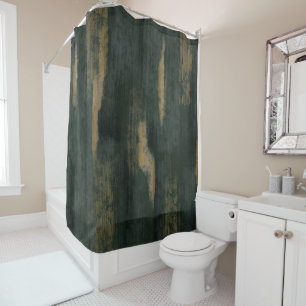 Abstrakte Soft Hues Deep Green & Gold Duschvorhang