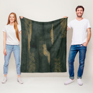 Abstrakte Soft Hues Deep Green & Gold Fleecedecke
