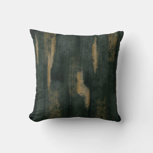 Abstrakte Soft Hues Deep Green & Gold Kissen (Vorderseite)
