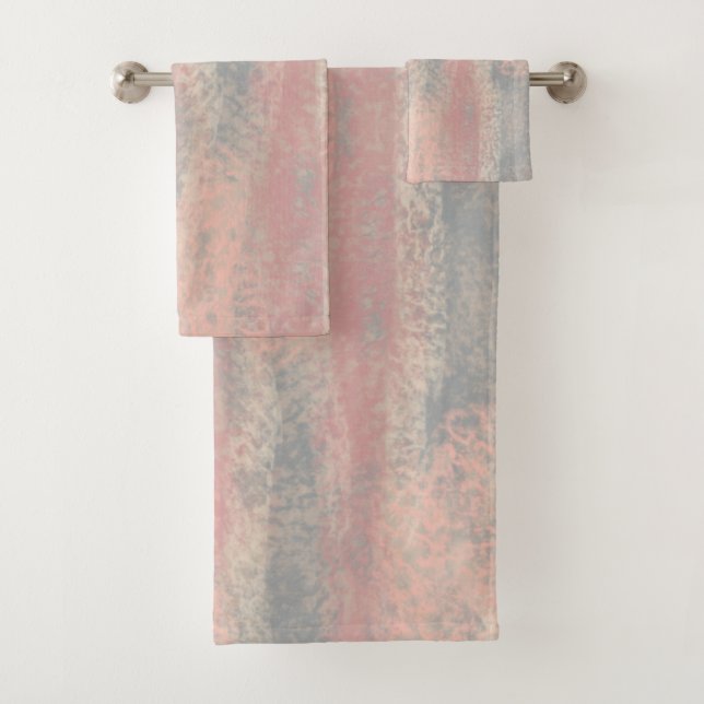 Abstrakte Soft Hues Grau Beige Pink Bath Mat Badhandtuch Set (Insitu)