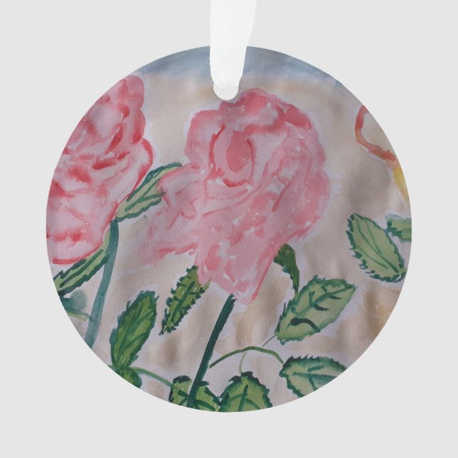 Abstrakte Sommer-Rose Acrylschmuck Ornament (Vorderseite)