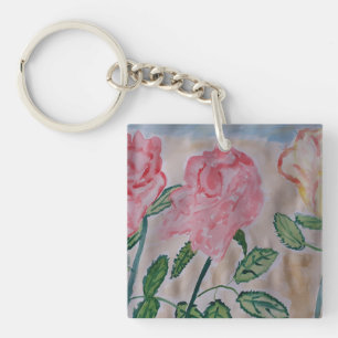 Abstrakte Sommer-Rose - Akryling Schlüsselanhänger