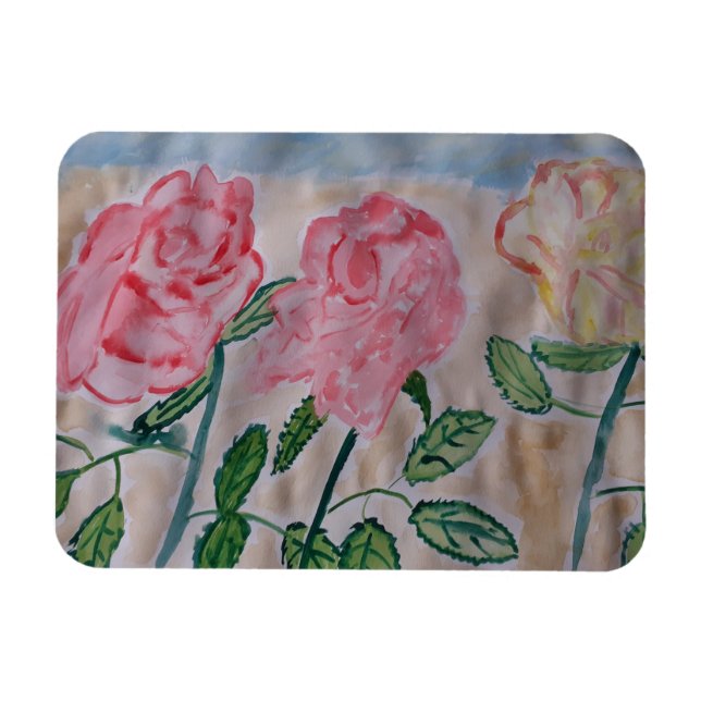 Abstrakte Sommer Rose Flexibles Foto Magnet (Horizontal)