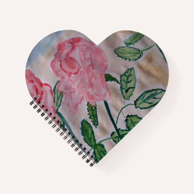 Abstrakte Sommer-Rose Herzbuch Notizbuch (Vorderseite)
