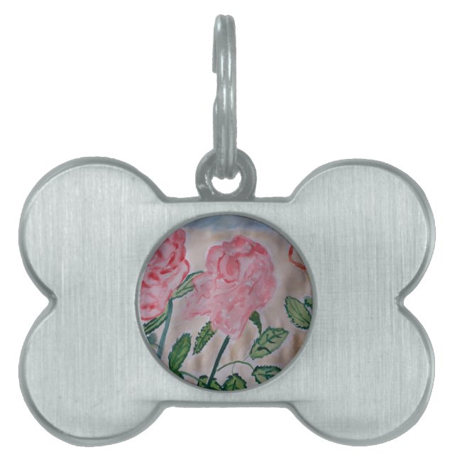 Abstrakte Sommer-Rose Pet-Tag Tiermarke (Vorderseite)