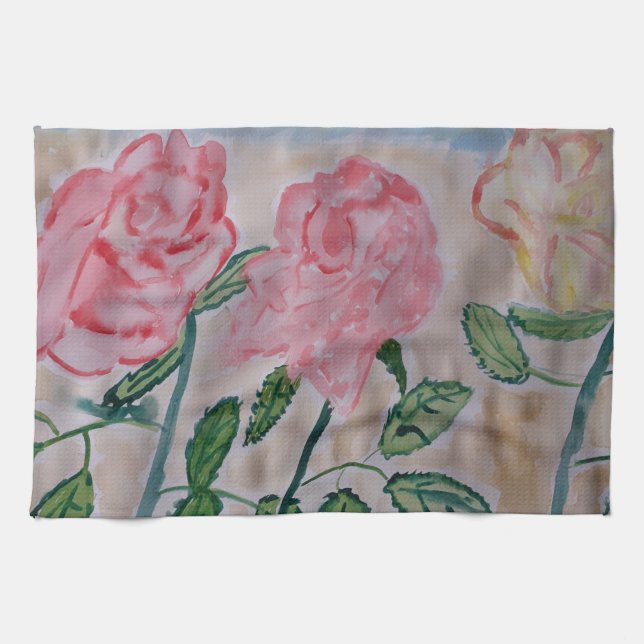 Abstrakte Sommer Rose Teetuch Geschirrtuch (Horizontal)