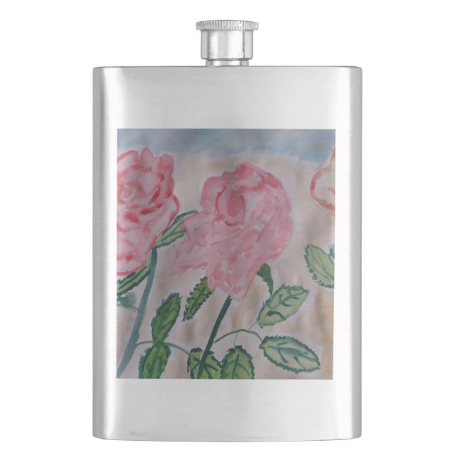 Abstrakte Sommer-Rose Vinyl Classic Hip Flask Flachmann (Vorderseite)